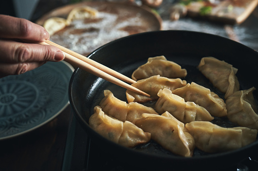 Preparing Japanese Gyoza Dumplings