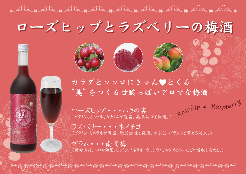 ローズヒップとラズベリーの梅酒（ピンク）横A4_円マークなし20170209